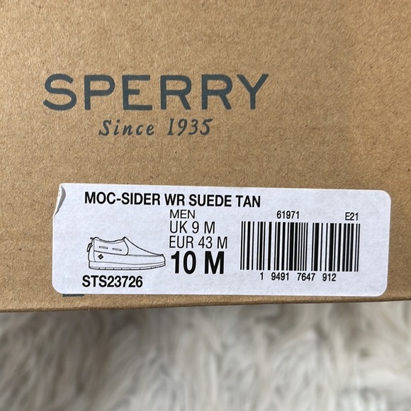 SPERRY Moc Sider Wr Suede Slip On Tan Size 10 NEW - Picture 3 of 13